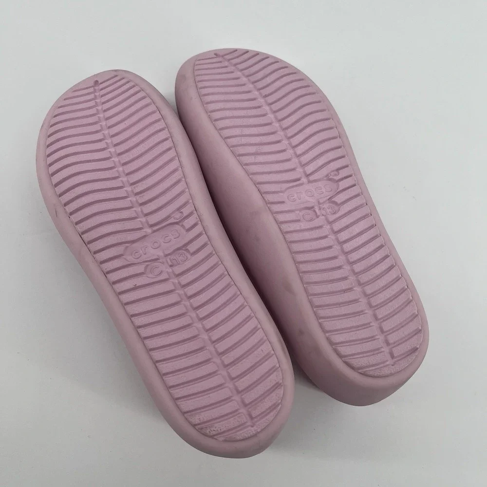 Crocs Girls Pink Mary Jane Ballet Flats Bow Slip On Shoes Kids Size 13 C13